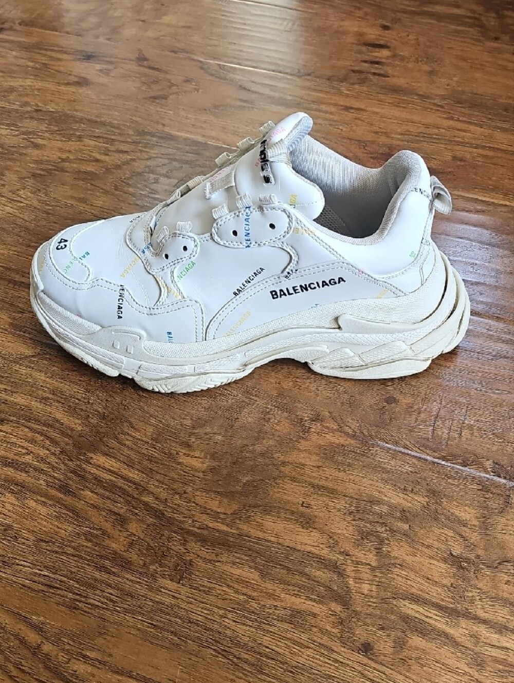 Balenciaga Triple S Sneaker 'Allover Logo - White Multi - Size 43 10US - Picture 11 of 12